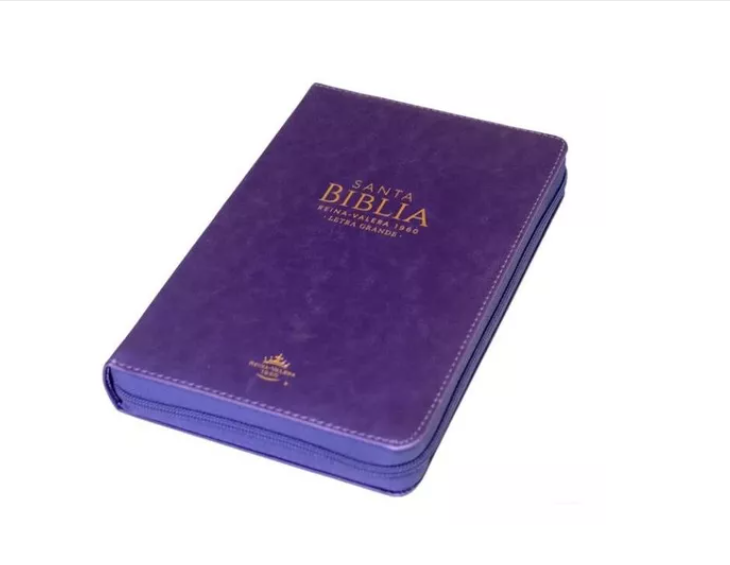 Biblia grande, letra grande, cierre, versión 60, color Morado