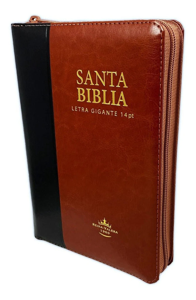 Biblia Reina Valera 1960 Grande, Letra Super Gigante Imitacion Piel Negro Marrón
