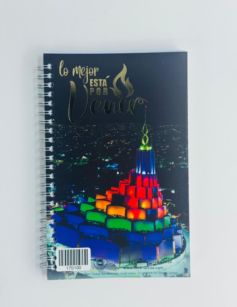 📘 Libreta de Espiral colección LO MEJOR ESTÁ POR VENIR  – Modelo Templo Vista Aérea Noche 📘