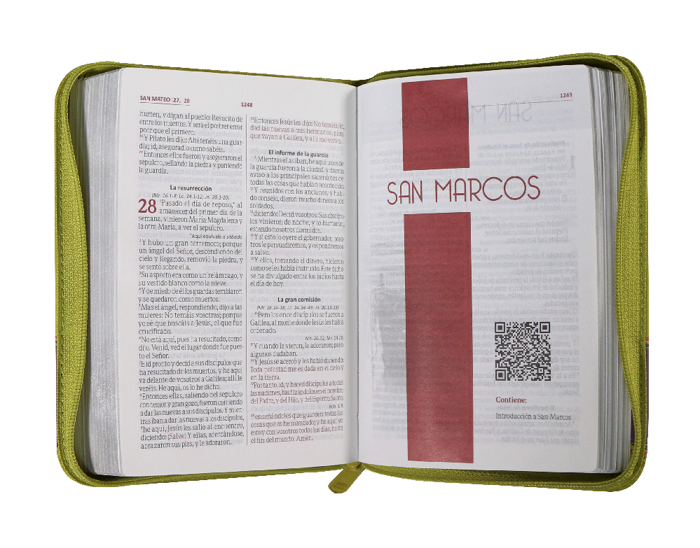 Biblia Reina Valera 1960 Chica Letra Mediana Imitación Piel Verde QR