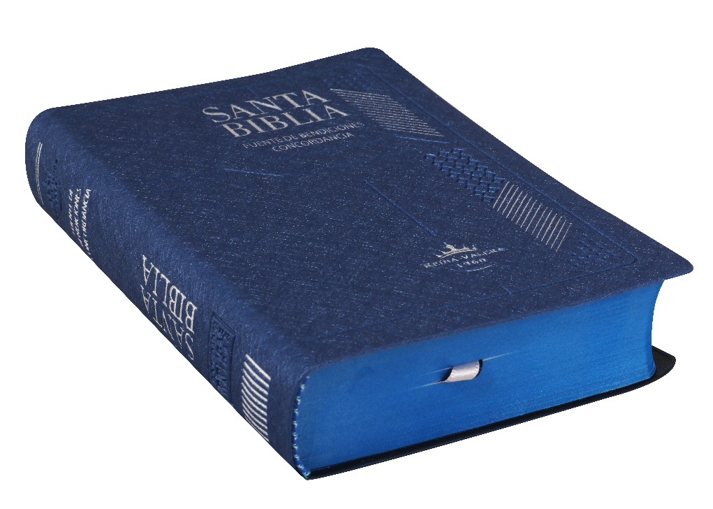 BIBLIA MEDIANA DE VINIL COLOR AZUL CON INDICE