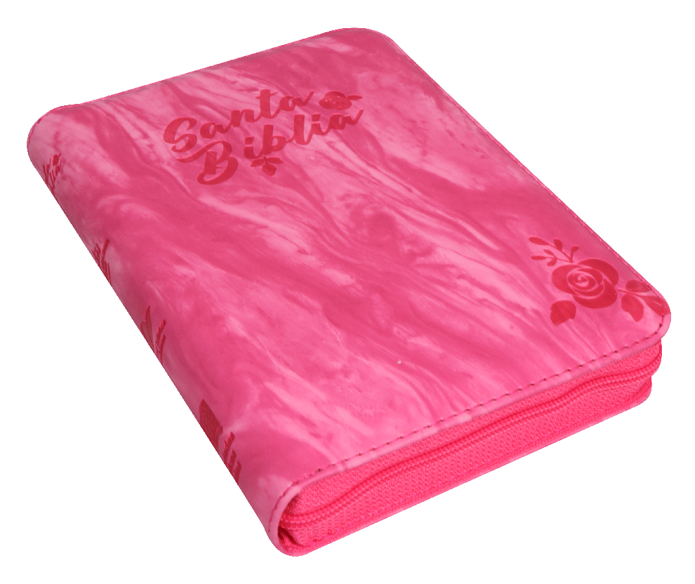Biblia Reina Valera 1960 Chica Letra Mediana Imitación Piel Fushia Acuarela Código QR