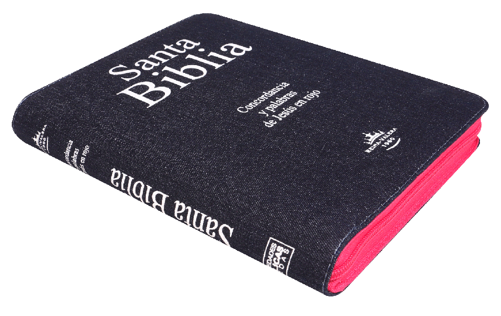 Biblia Mezclilla con cierre rosa / Letra Gigante RV1960 Con Índice