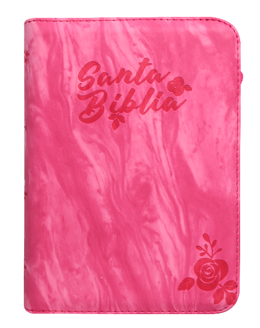 Biblia Reina Valera 1960 Chica Letra Mediana Imitación Piel Fushia Acuarela Código QR
