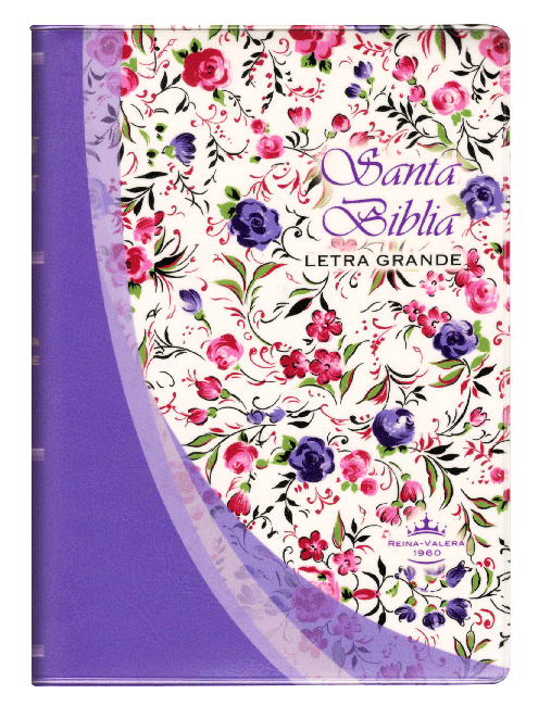 Biblia Reina Valera 1960 Chica Letra Mediana Vinil Violeta Flores