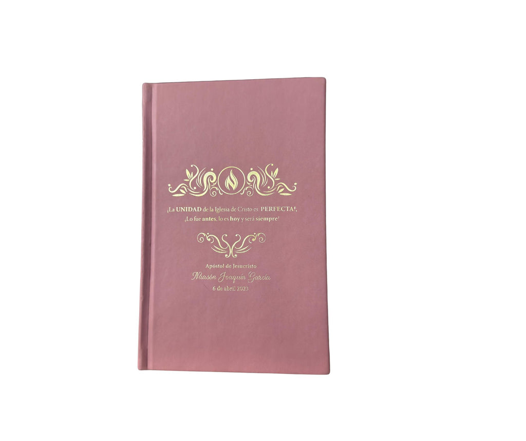 Libreta de Lujo Tapa Dura 2025 forro quemante con Hotstamping rosa maquillaje