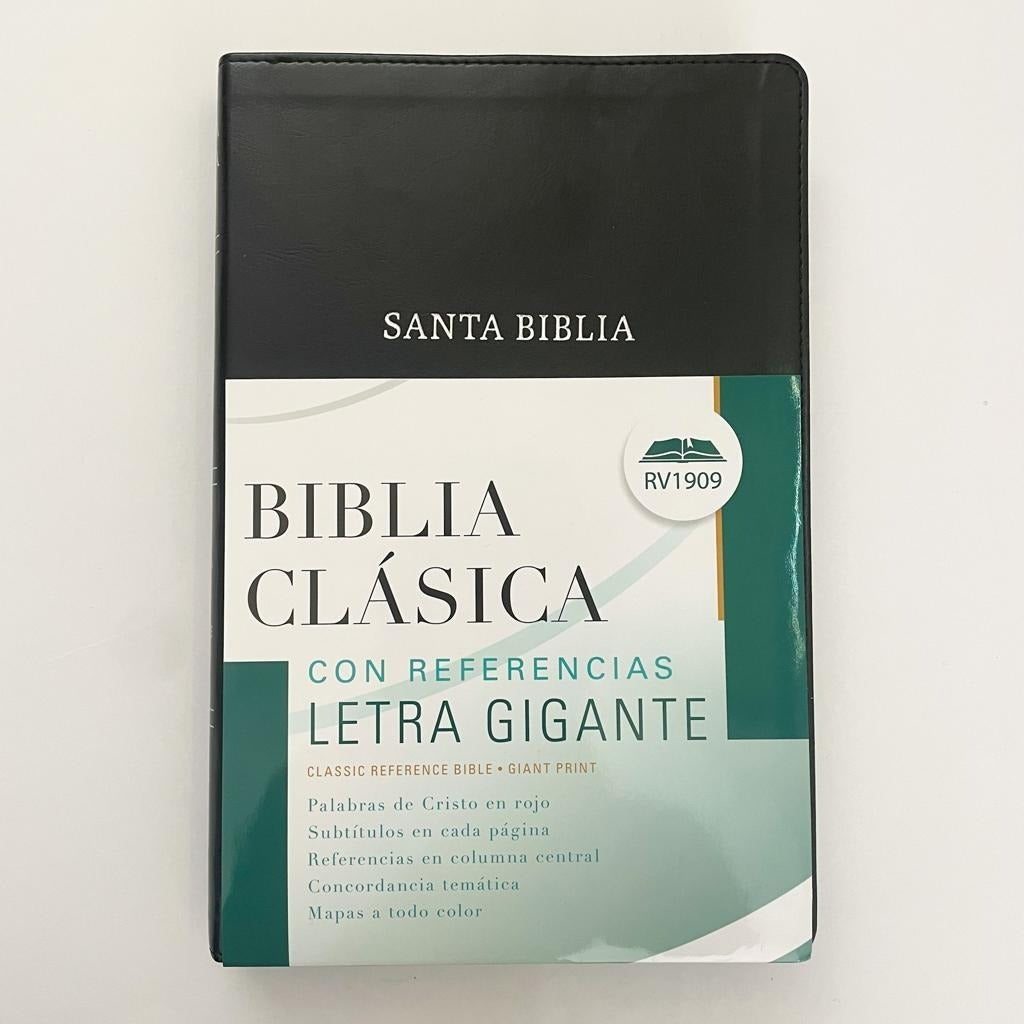 BIBLIA 1909 CLASICA LETRA GRANDE IMITACION PIEL CIERRE E INDICE AZUL