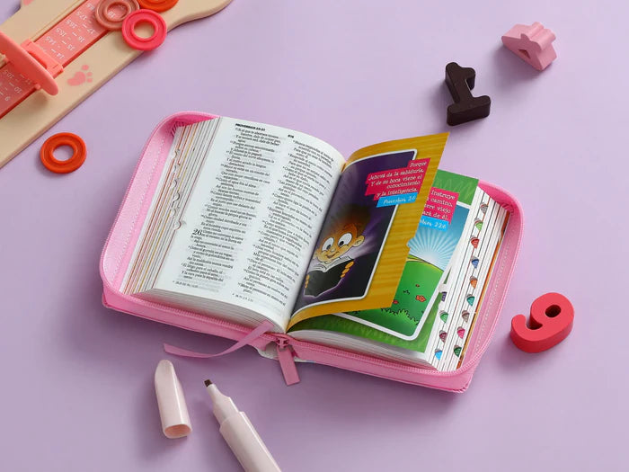 Biblia chica RVR60 Mi Gran Viaje Índice Cierre Rosa