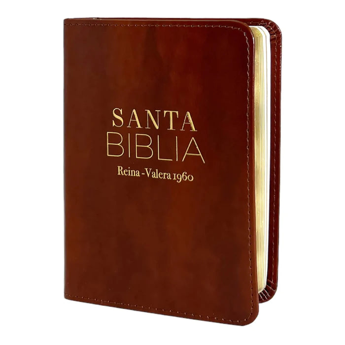 Biblia Reina Valera 1960 de bolsillo Imitación Piel café. Colección clásica.