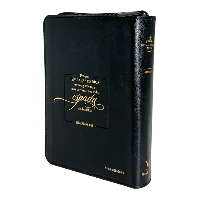 Biblia Reina Valera 1960 de bolsillo Imitación Piel Negro/Gris con Espada. Cierre e índice.Colección Expresión.ce.Colección Expresión.