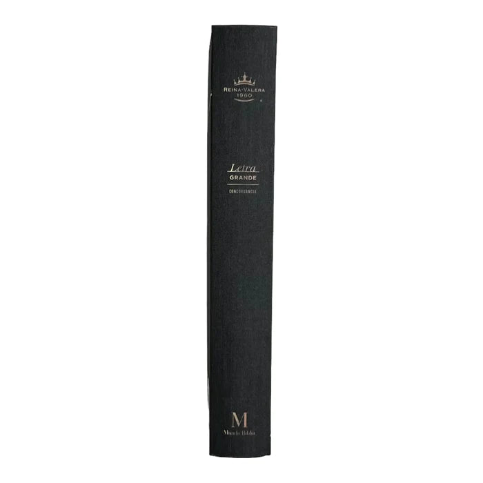 Biblia Reina Valera 1960 tamaño manual Letra Grande 12 puntos. Versículos seguidos. Tela sobre tapa dura. Diseño Negro moderno con índice.