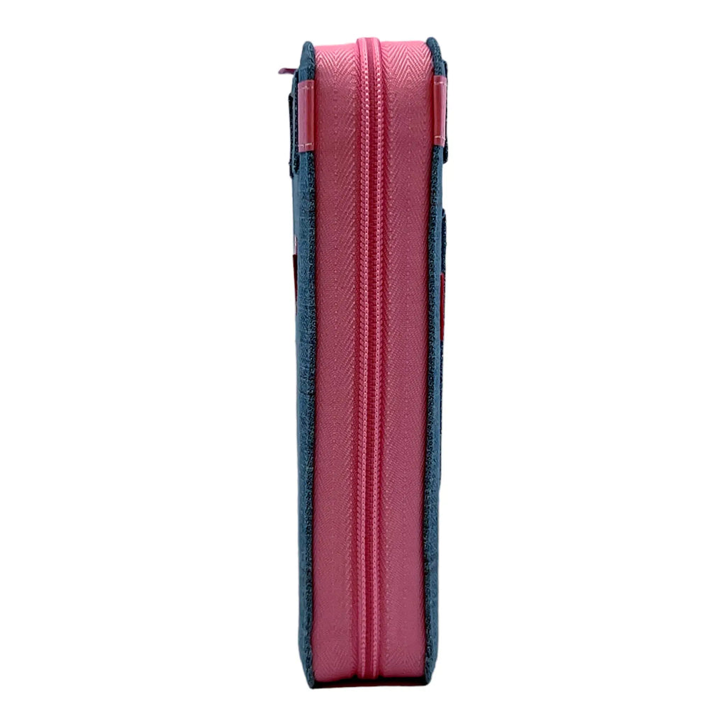 Biblia Tela Jean con Cierre Compacta 11 puntos RV1960 cinturón rosado con índice