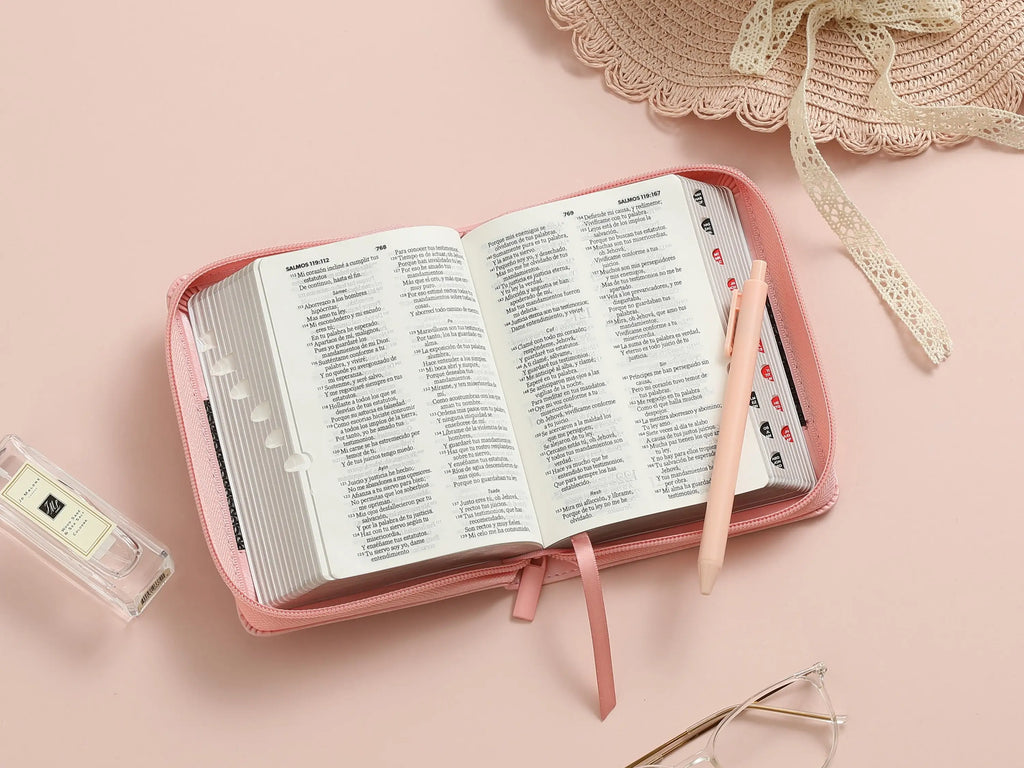 Biblia RVR60 025czti Abba Classic rosa/café Tamaño Bolsillo