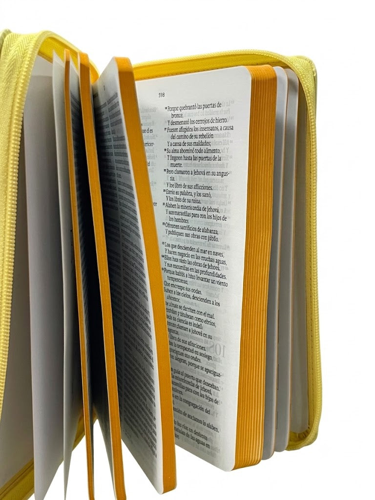 Biblia RVR1960cz Obsequios y Premios Imitación Piel Amarillo Abejas Con Cierre
