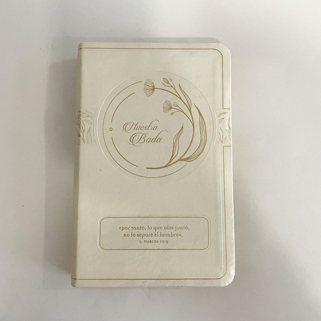 BIBLIA RVR1960 BODA COMPACTA LETRA GRANDE BLANCO Y ORO