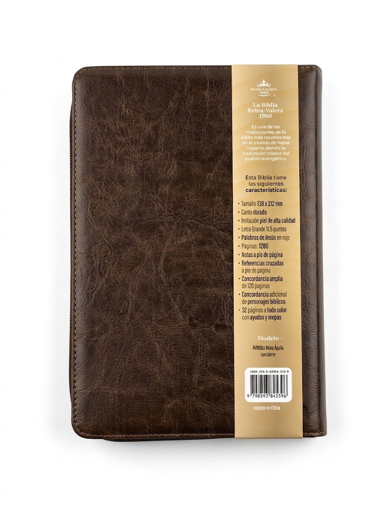 Biblia RVR60cz Obsequios Y Premios Moka Águila Con Cierre