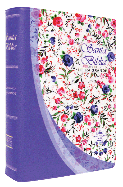 Biblia Reina Valera 1960 Chica Letra Mediana Vinil Violeta Flores