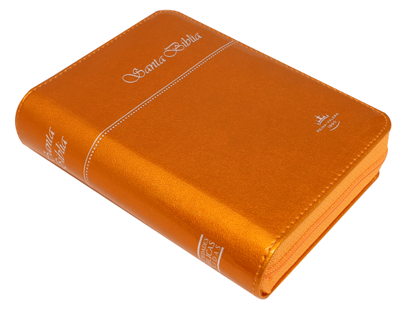 Biblia Reina Valera 1960 Tamaño Bolsillo Letra Mediana Imitación Piel Naranja