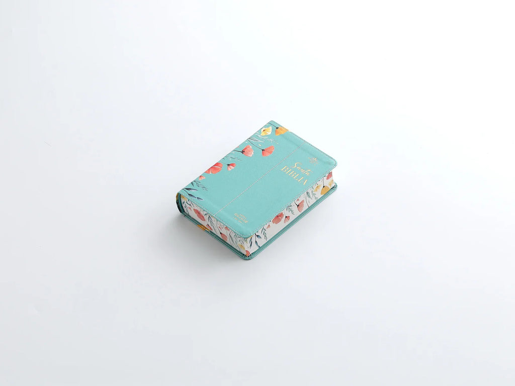 BIBLIA FLORES TURQUESA 12 PTS